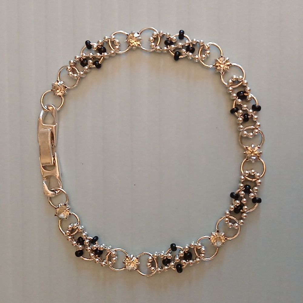 Women's Black And silver Beaded Embellished Statement Bracelet - Picture 10 of 16